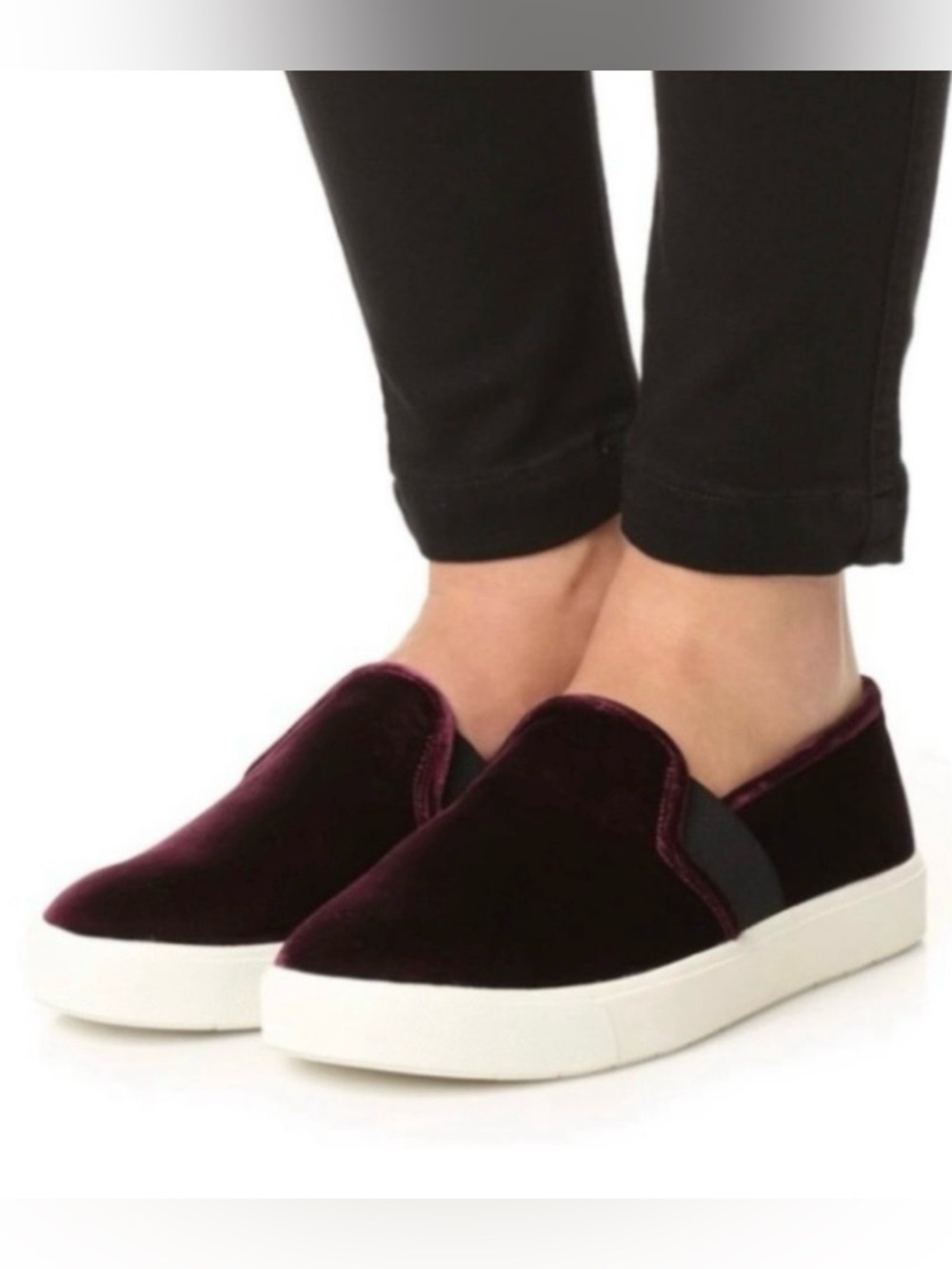 VINCE‎ | Blair Velvet Slip-on Sneakers Shoes in Oxblood Burgundy Sz. 6.5